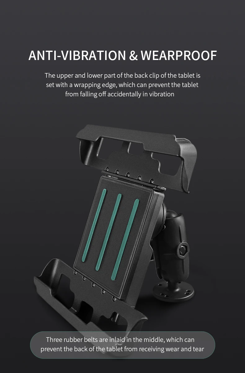 No Disassembly Tablet Holder With 1'' Metal Drill Base For Cars