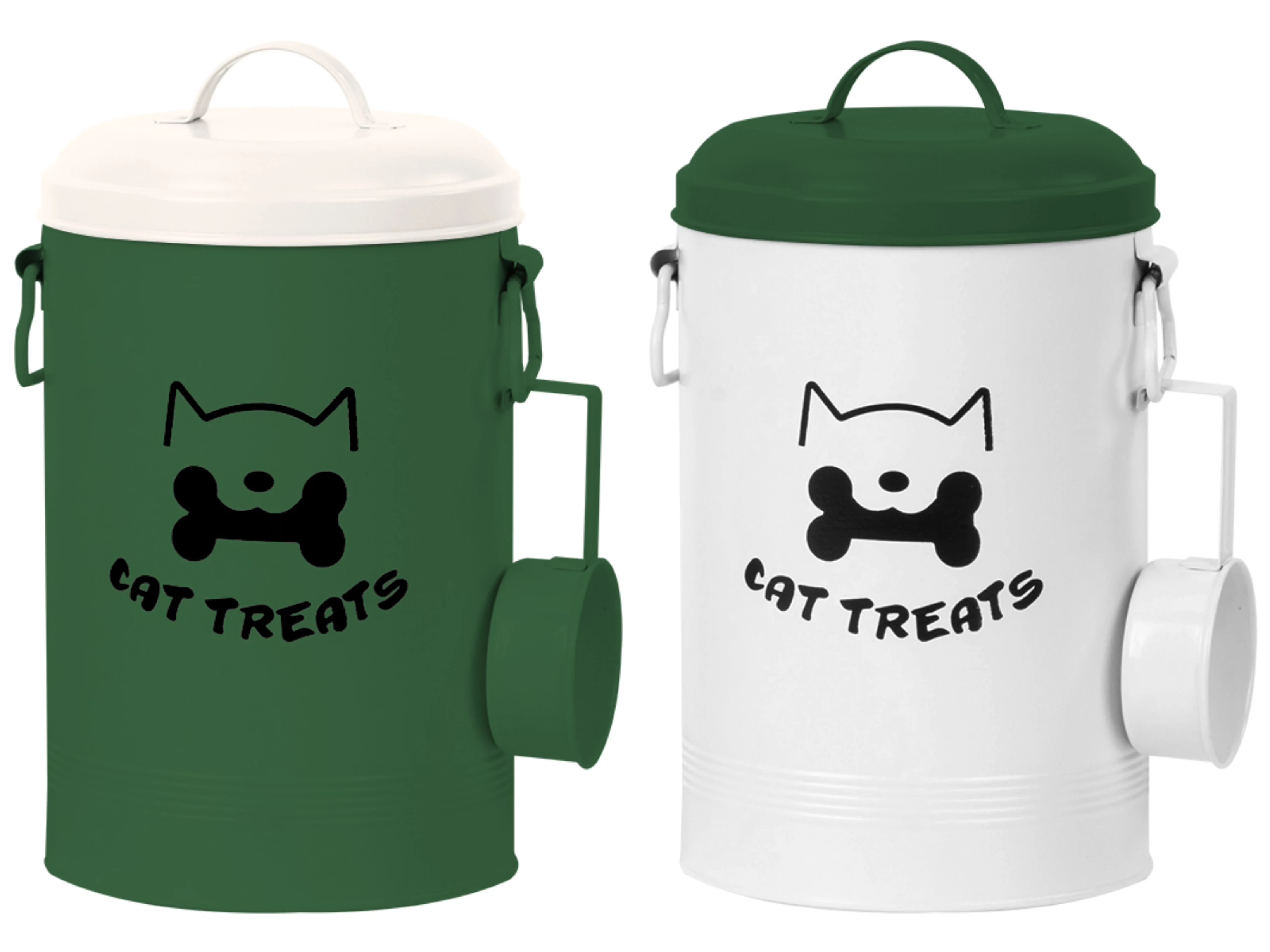 2023 New Arrival Christmas Gift Set Red and Green Color Airtight Cute Metal Pet Food Container for Dog and Cat