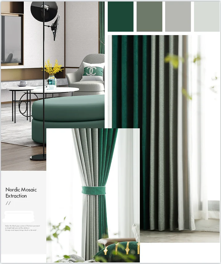 Amazon light luxury customized jacquard curtain fabric for hotel blackout curtain fabric