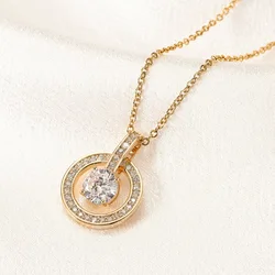 Fashion stainless steel inlaid diamond lock key fishtail pendant women's necklace simple temperament small pretty waist chain