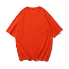 Orange Tshirts Wholesale Custom Fashion Fit Orange Curved Hem Round Neck Logo Fitness Designer Tshirts Custom Brand