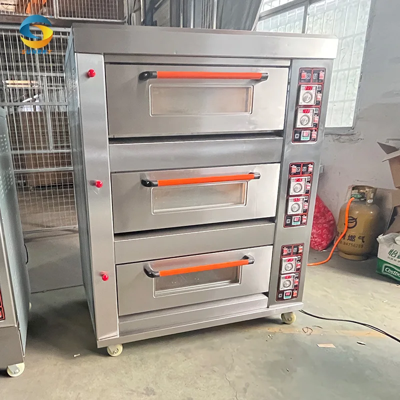 Baking Equipment Manufacturer Commercial 3 Deck 6 Trays Bakery Oven Gas