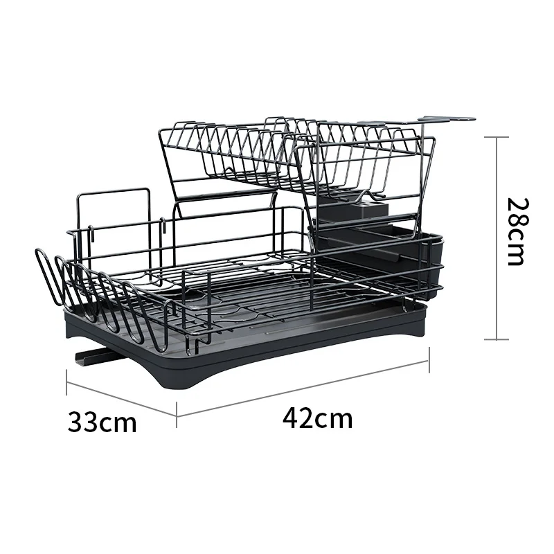 2023 Black Carbon Steel Over The Sink Dish Storage Drying Drain Rack For Kitchen