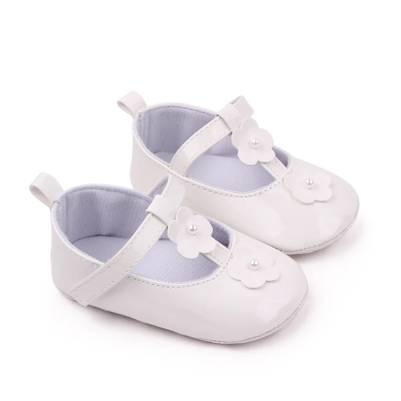 Soft Soled Princess Small Leather Shoes for Baby Girls with Flowers in Solid Color Leather manufacture