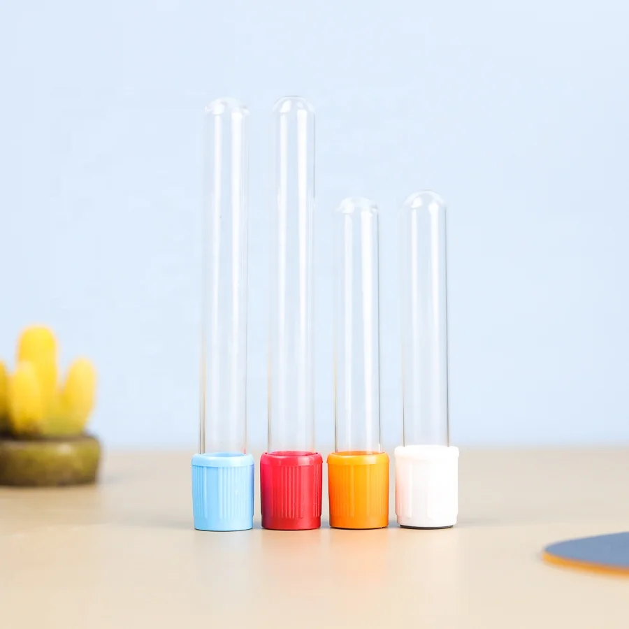 Clear 5ml 7ml Round Borosilicate Glass Test Tube Vials Round Bottom With Plastic Screw Cap For Alcohol Candy Spice Storage