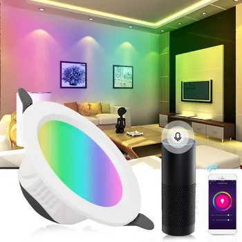 WiFi Remote APP Alexa Voice Control LED Spot Light Smart Downlight RGB Dimming Multicolor LED Recessed Lights