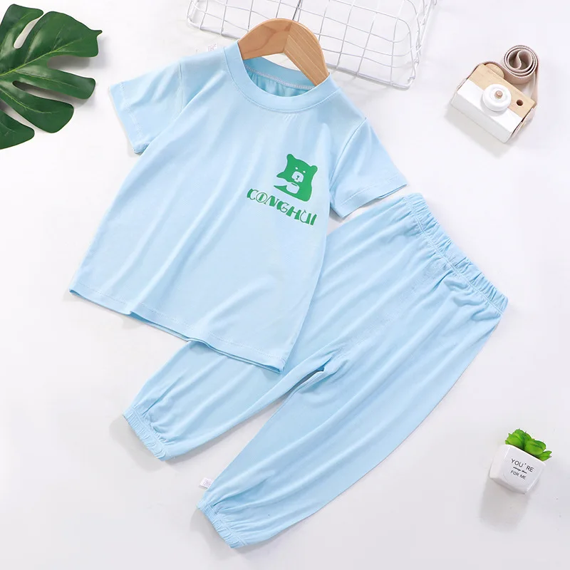 Wholesale price new style cartoon short sleeve long pant cotton baby boys clothes summer children clothes