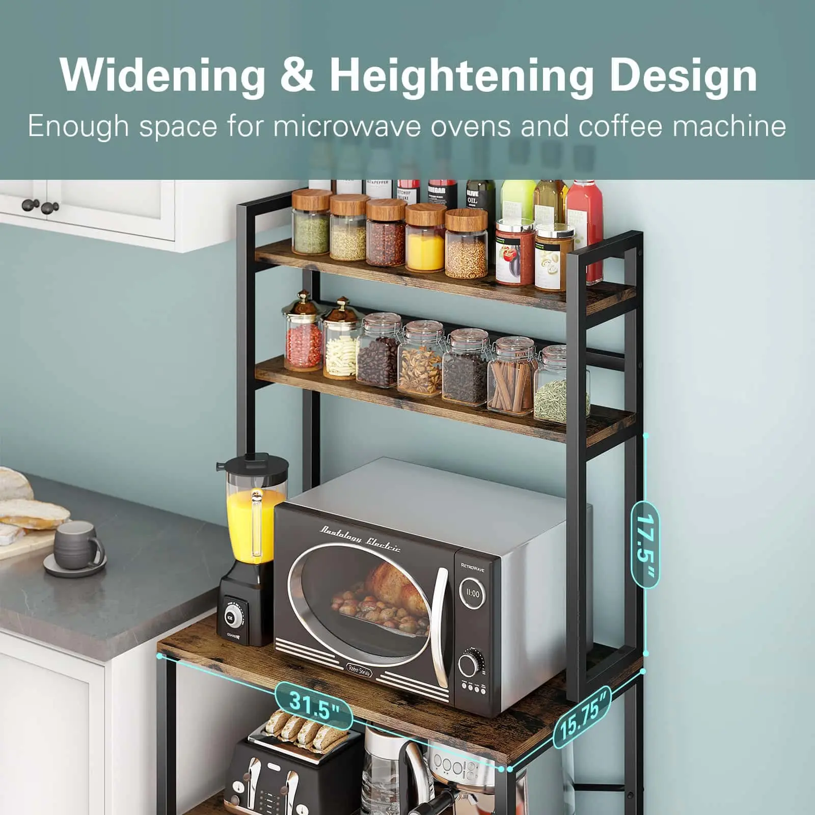 Coffee Bar Station Workstation Organizer Freestanding Utility Storage Shelf 5-Tier Kitchen Microwave Oven Stand