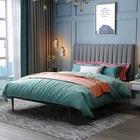 Set Furniture Bedroom Modern Leather Soft Set Oem Iron Frame Style Packing Furniture Bedroom Solid Color Bed