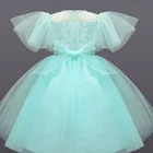 Dresses Gown Girl Dress Girls Manufacturer Kids Party Dresses Sequin Bodice Bead Belt Party Gown Baby Girl Dress