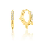 Huggies Hoop Gemnel Brass Jewelry Gold Plated Pave Crystals Huggies Spike Shining Hoop Earrings