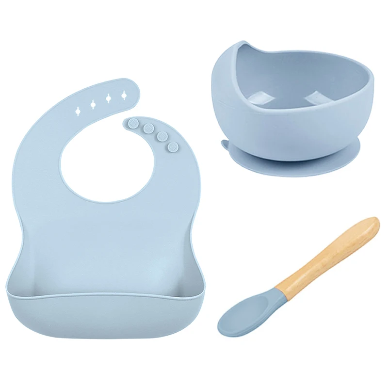 silicone bowl spoon plate and bib set for babies kids dinner newborn bibs gift set