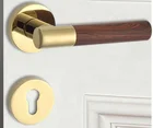 Zinc Alloy Handle 24K Gold Luxury PVD Satin Brass Plated Square Rose Door Lever Handle Zinc Alloy Material