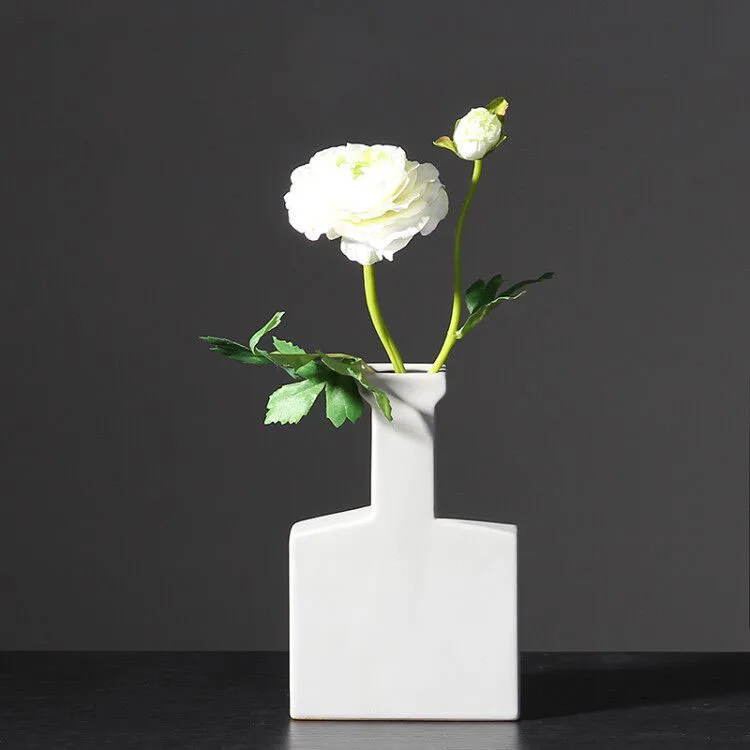 2023 Amazon Hot sell Home decor Living room items Craft ornament Porcelain Geometric Creative Modern Morandi Flower Vases