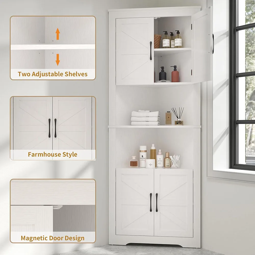 Modern Oak Wood Corner Cabinet 5 Shelves Bathroom Kitchen Living Room Space Saver Organizer factory