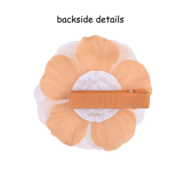 Hot Sale  Girls nylon fabric flower hair clips  handmade Mixed color Hairpins for Kids Girls