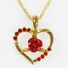 Red Necklace New Fashion Heart Pendant Red Rose Flower Lady Necklace