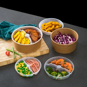 Direct Selling Biodegradable Paper Salad Bowl Kraft Kraft Bowl With Lid