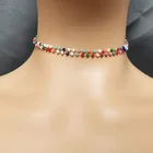 Necklace Bohemian Colorful Bead Chain Choker Necklace For Women Double Layers Handmade Party Jewelry