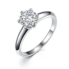 Silver Prong Ring Factory Price1 Ct 2ct S925 Sterling Silver Classic 6 Prong Open Ring Round Cut Moissanite Diamond