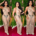 Fashion Summer Women's New Style Nightclub Fashion Lace Up Halter Sexy See Through Dress