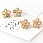 Trendy Jewelry Wholesale Bohemia Flower Statement Gold Stud Earrings For Women