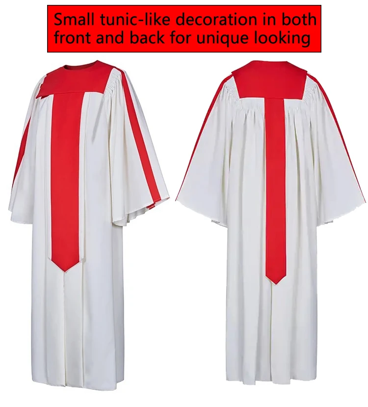 Custom Matte Fluting Aria Church Choir Robes with Adjustable Tunic-like Decoration manufacture