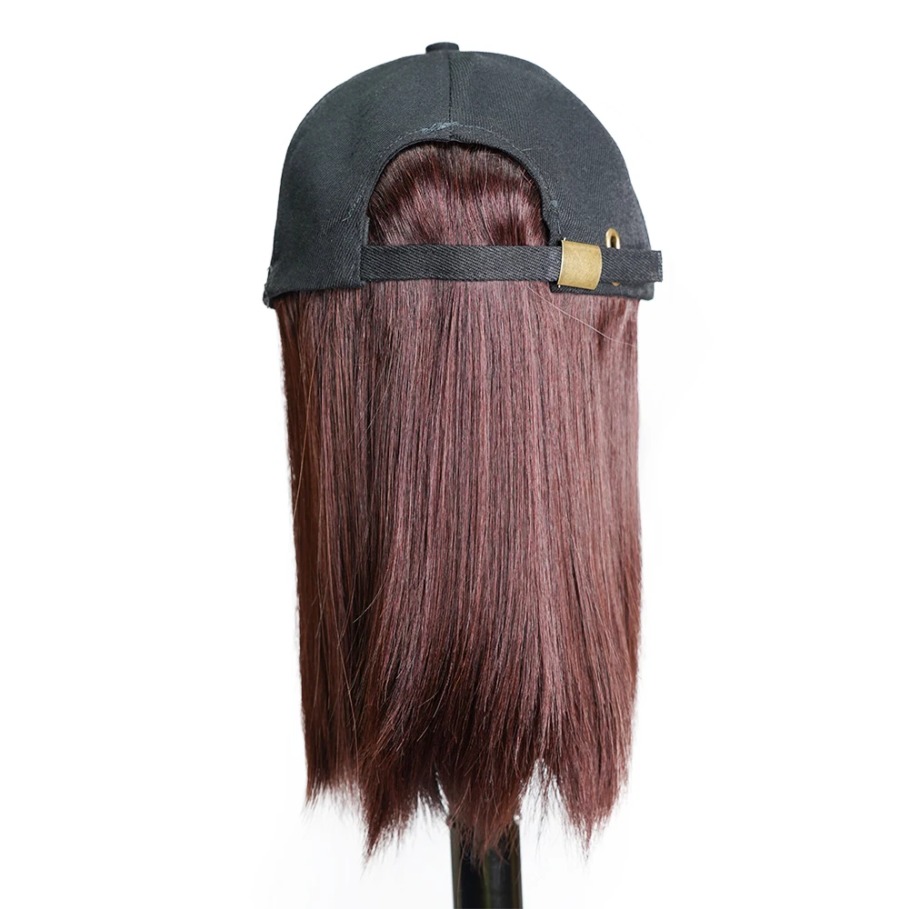Ready Stock Low Price 1b Natural Color18 Inch Human Hair Hat Wigs,Wig With Black Cap For Black Women
