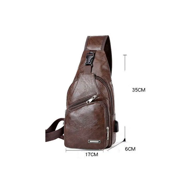 2024 soft leather chest bag fashion Korean one-shoulder oblique span casual men's bag business multi-functional backpack