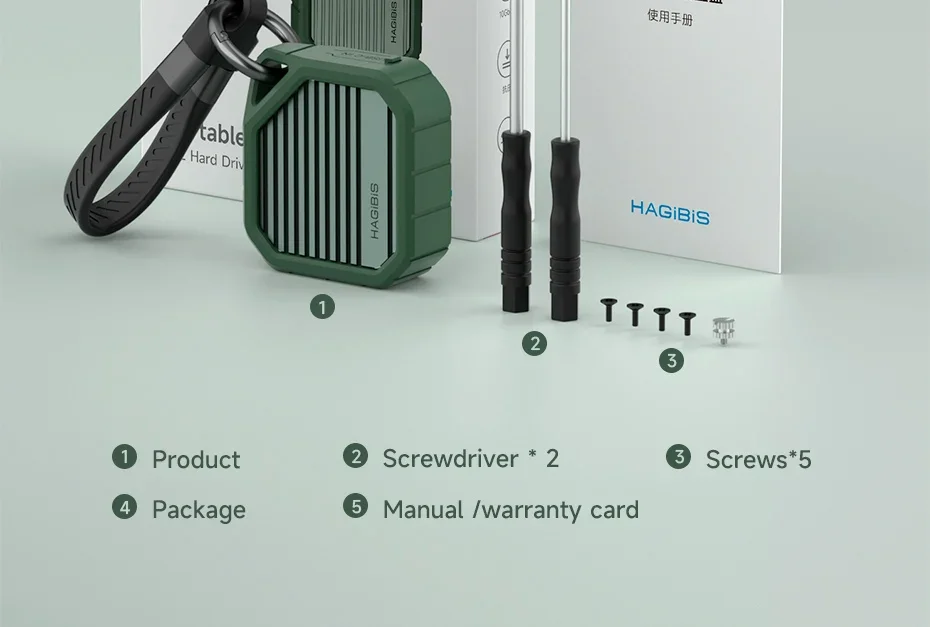 Hagibis Custodia Esterna SSD M.2 2230 NVMe - USB-C 10Gbps Per IPhone 15 Pro, IPad, Laptop