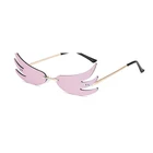 Wings Fashion Ladies Metal Wings Rimless Personalized Prom Sunglasses Beach Fashion Sunglasses Glasses