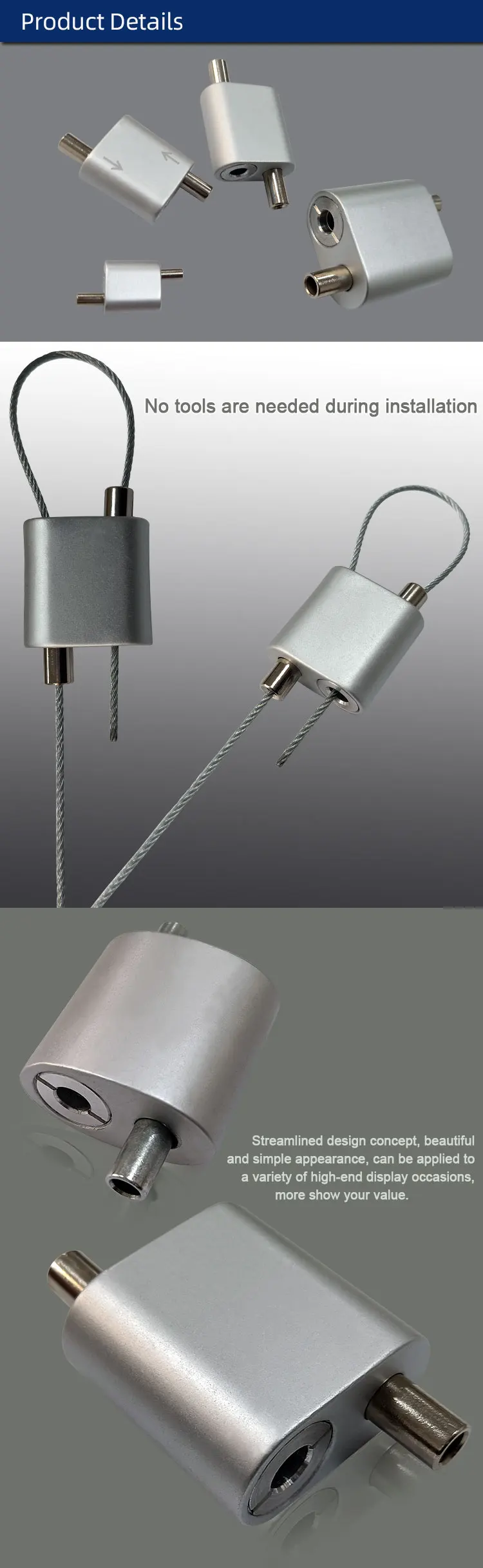 1.5MM Adjustable Cable Looping Gripper with 100kg Load for Lighting Systems and 7 Days Delivery