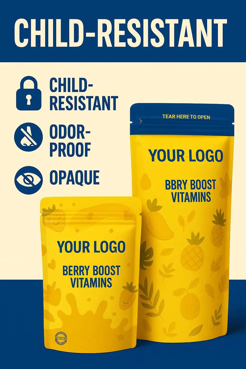 Custom Size Recyclable PE Stand up Pouch with Zipper Top and Custom Logo for Gummies Candies Herbal Products - detail 5