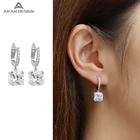 925 Factory Wholesale Fashion Shiny 925 Sterling Silver Square AAAzirconia Earclip Earring For Women