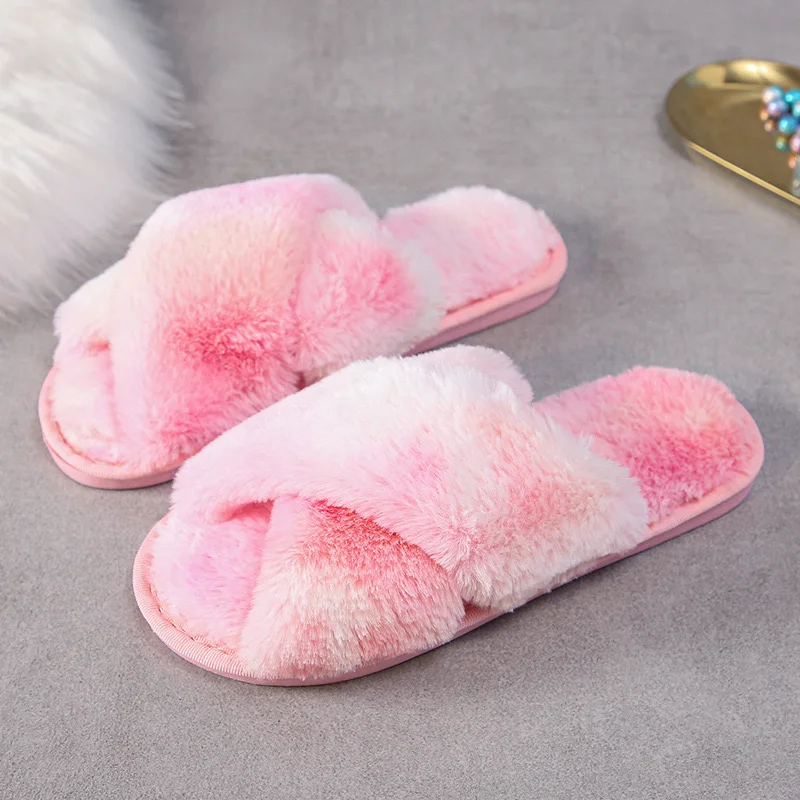2024 Autumn and winter new women's indoor slip cotton wool Indoor House White Slippers for Women