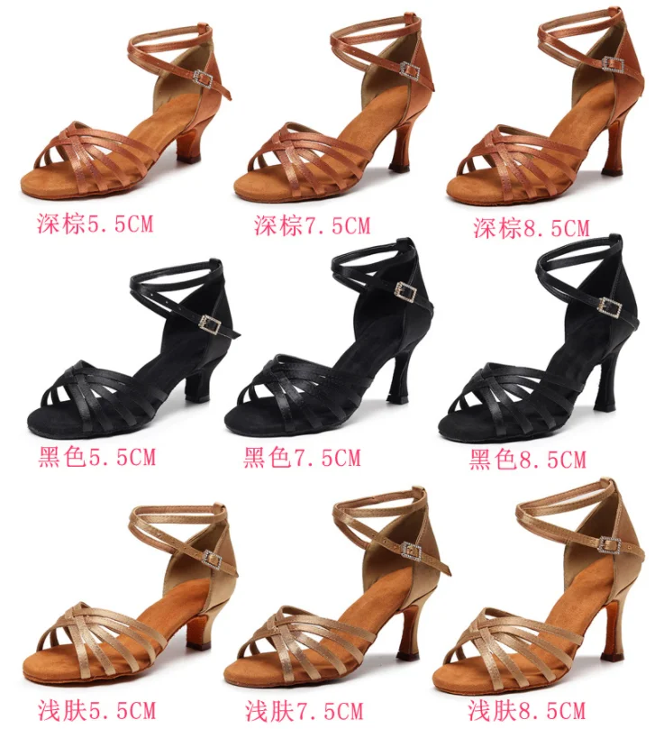 10% OFF New Hot Latin Dance Women's Ballroom Shoes Tango Soft Bottom Dance Shoes 8.5cm Girl Salsa High Heel Dance Shoes