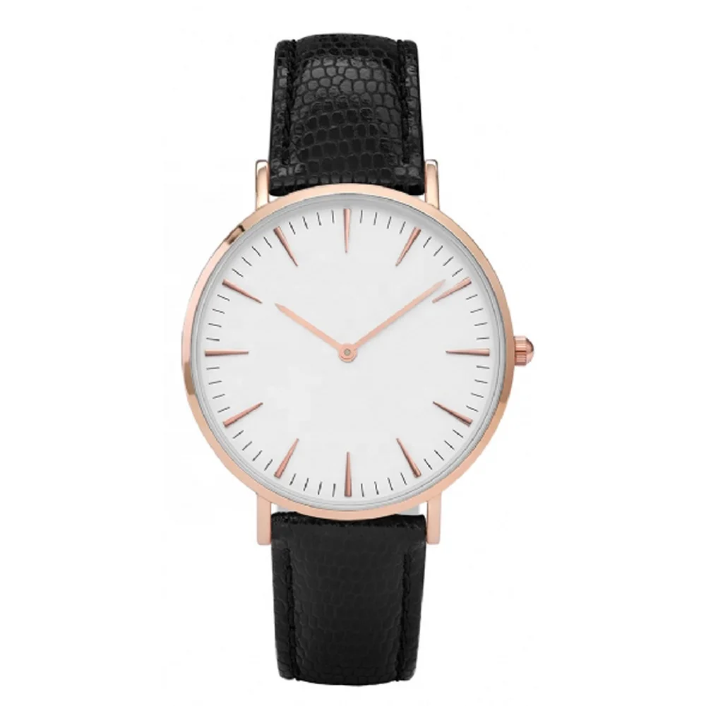 High Quality Lizard Leather Band Stainless Steel Case Custom Made Minimalist Ladies Wrist Watch