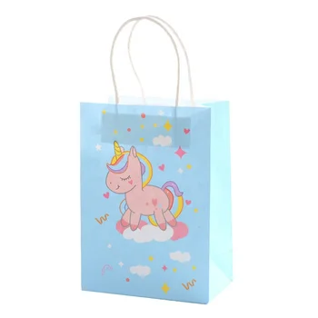 Unicorn rainbow pony cartoon cute party gift candy kraft paper bag gift hand bag