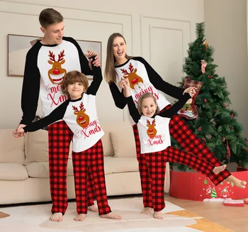 Fashion holiday pijama familiar de navidad pyjamas set christmas family matching pajamas