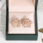 Flower Shaped Earrings JOJO Fashion Colored Vintage Alloy Gemstone Crystal Flower Shaped Ear Studs Earrings
