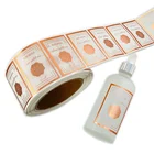 Gold Sticker Adhesive Bottle Label Custom Printing Transparent Clear Gold Foil Self Adhesive Roll LOGO Label Sticker
