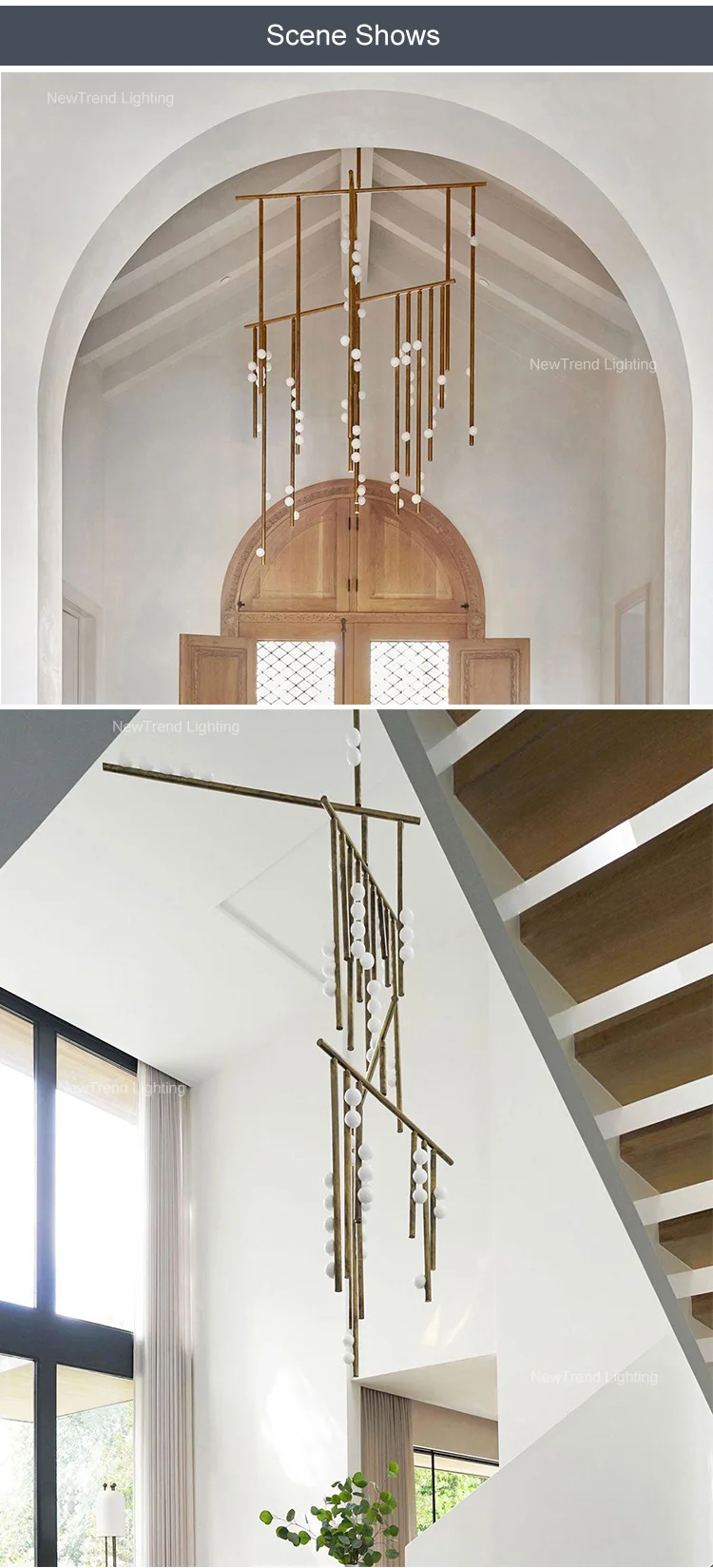 CPL-324 Modern Indoor Decoration Pendant Light Chandelier Villa Staircase Frame Glass Sphere LED Chandelier manufacture
