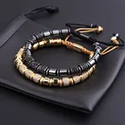 Cz Bracelet New Design Luxury CZ Diamond Charm Hematite Beads Custom Logo Hip Hop Macrame Bracelet Men