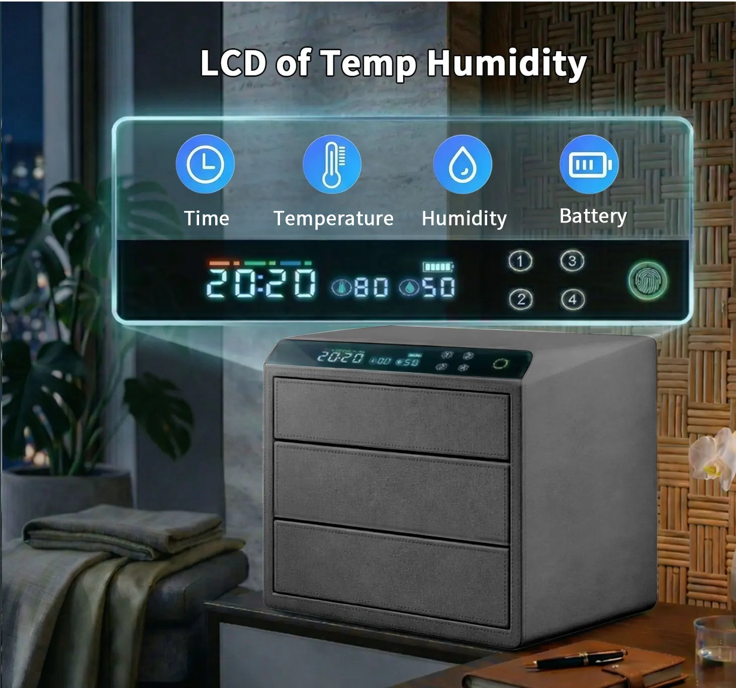 dr 1274 ft ceqsafe smart hot selling luxury leather 4 drawers jewelry safe box home intelligent fingerprint wifi all steel anti theft safe-3