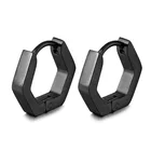 Hoop Hoop Punk Waterproof Stainless Steel Plain Hexagon Hoop Earrings For Men 2022