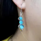 Beads Drop Earrings Blue Cat's Eye Garnet Glass Beads Water Wave Drop Earrings