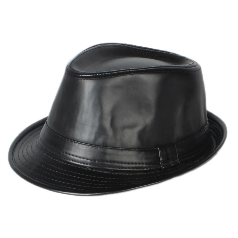 Winter Feather Pu Leather Fedora Hat 