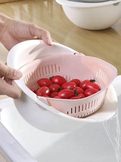 Large Capacity Sink Fruit Vegetables Draining Basket Double Layer