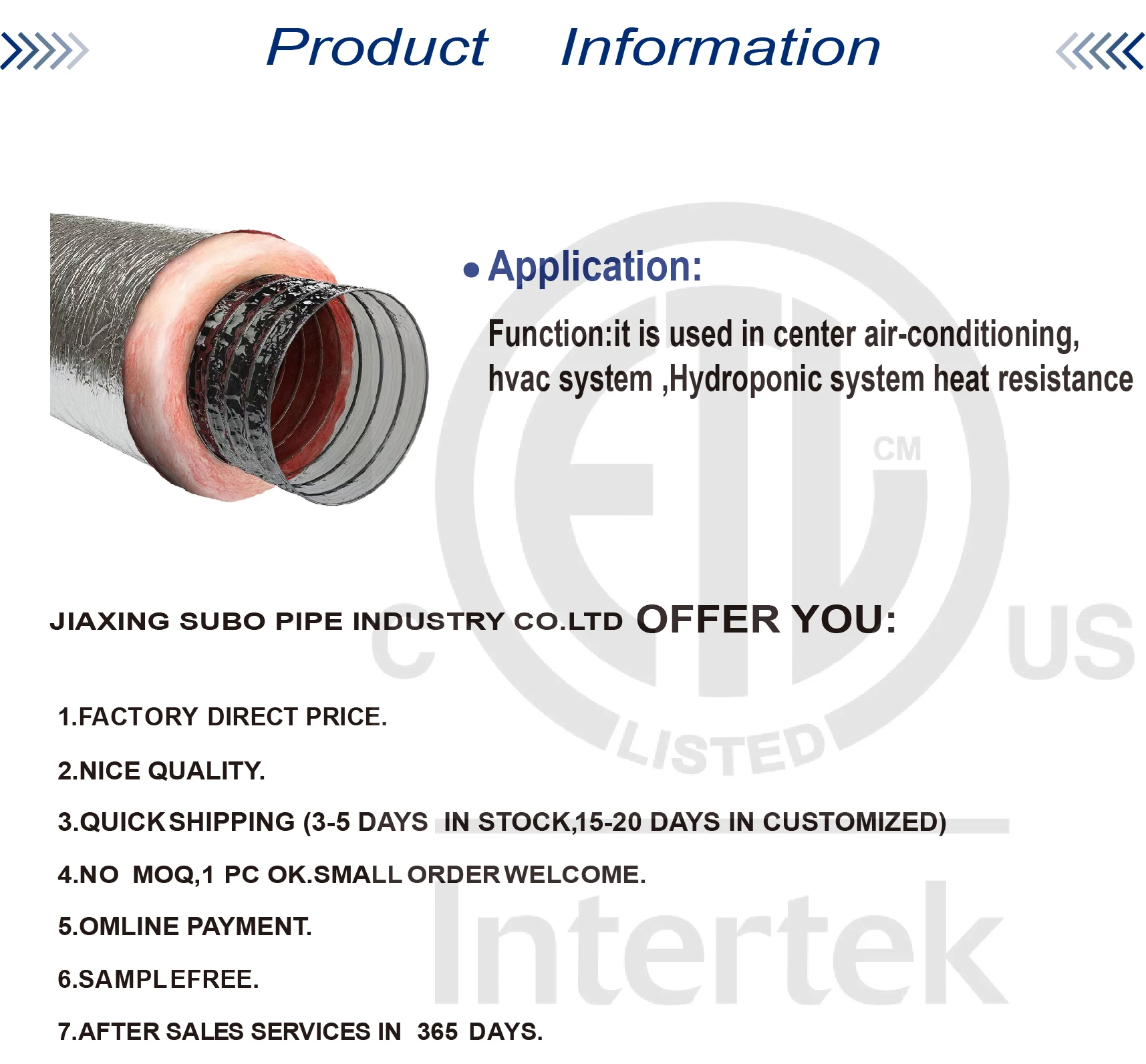 Aluminum Ducting with Fan, HVAC, ISO9001, 30C, 150C - detail 4