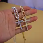 Diamond Necklace Fashion Glitter Sexy Party Diamond Zircon Cross Pendant Iced Out Jewelry Tennis Necklace